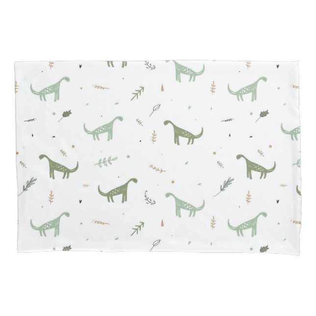 Cute Green Dinosaur Pattern Pillow Case (Front)