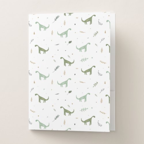 Cute Green Dinosaur Pattern Pocket Folder