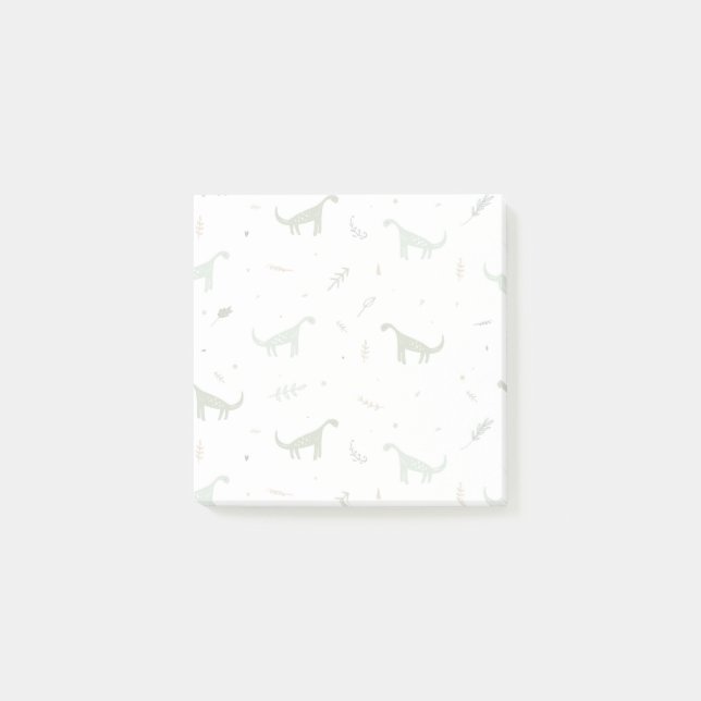 Cute Green Dinosaur Pattern Post-it Notes (Front)