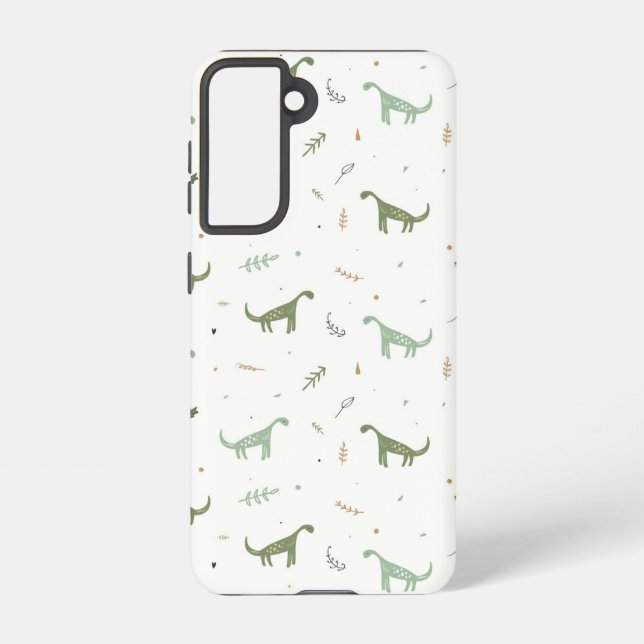 Cute Green Dinosaur Pattern Samsung Galaxy Case (Back)