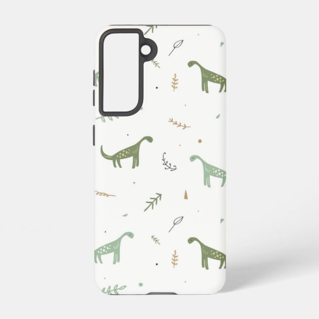 Cute Green Dinosaur Pattern Samsung Galaxy Case (Back)