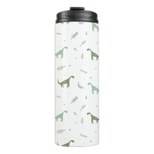 Cute Green Dinosaur Pattern Thermal Tumbler