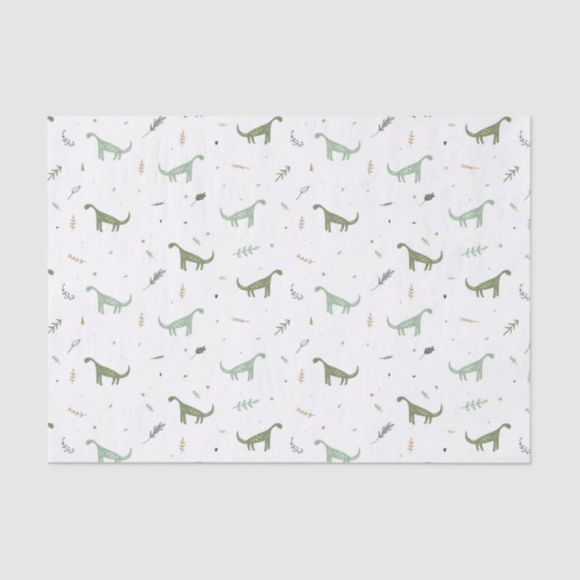 Cute Green Dinosaur Pattern Tissue Paper (Front)