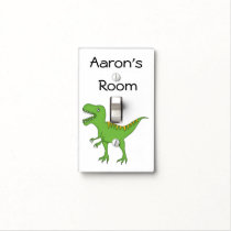 Cute Green Dinosaur Personalize Name Light Switch Cover