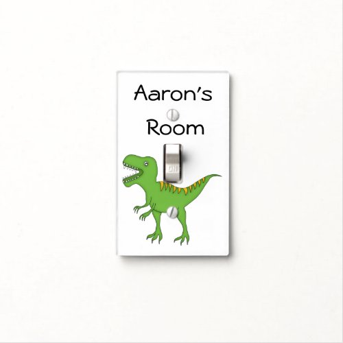Cute Green DinosaurPersonalize Name Light Switch Cover