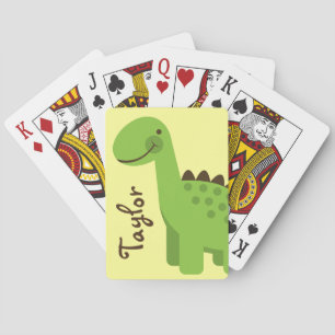 Cute Green Dinosaur Poker Cards