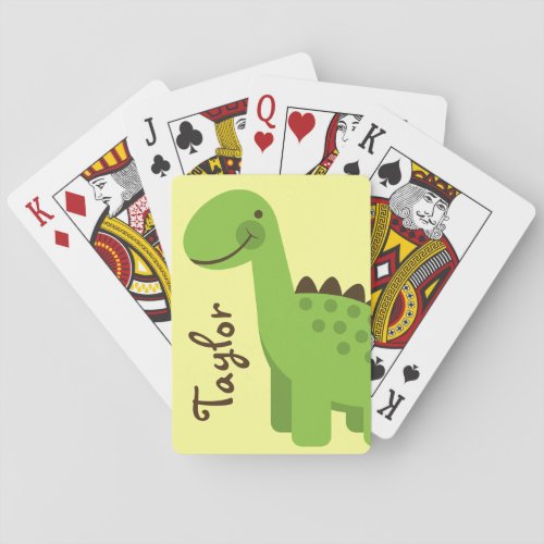 Cute Green Dinosaur Poker Cards