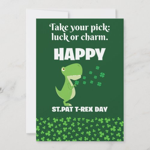 Cute Green Dinosaur Take your pick luck or charm Holiday Card
