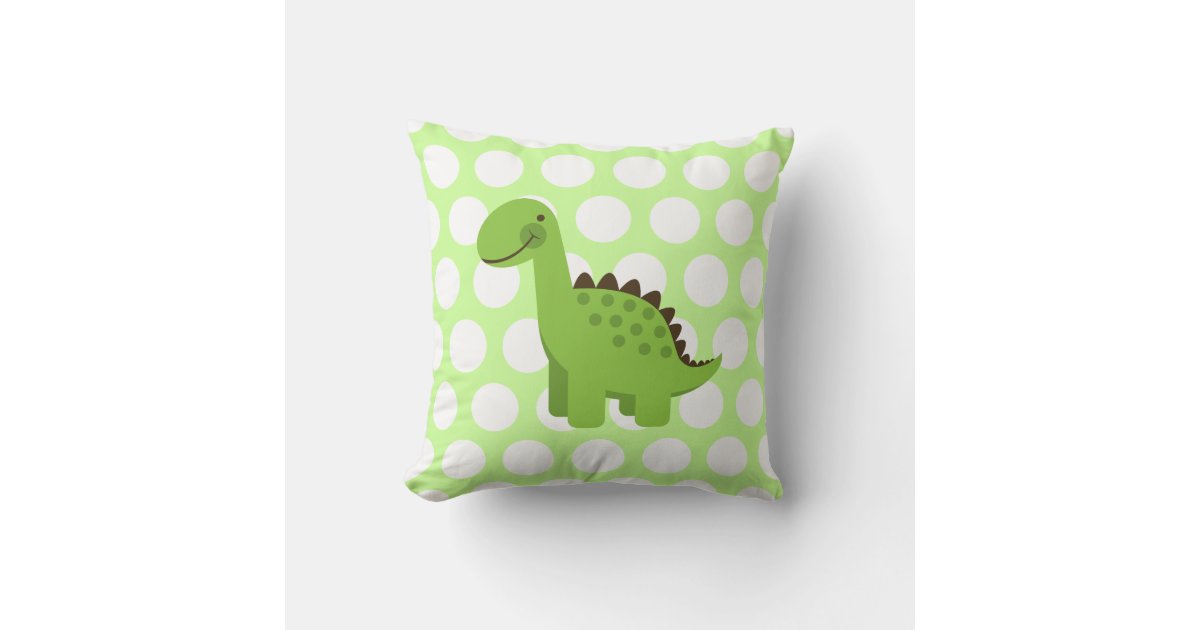 Cute Green Dinosaur Throw Pillow | Zazzle