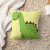 Cute Green Dinosaur Throw Pillow | Zazzle