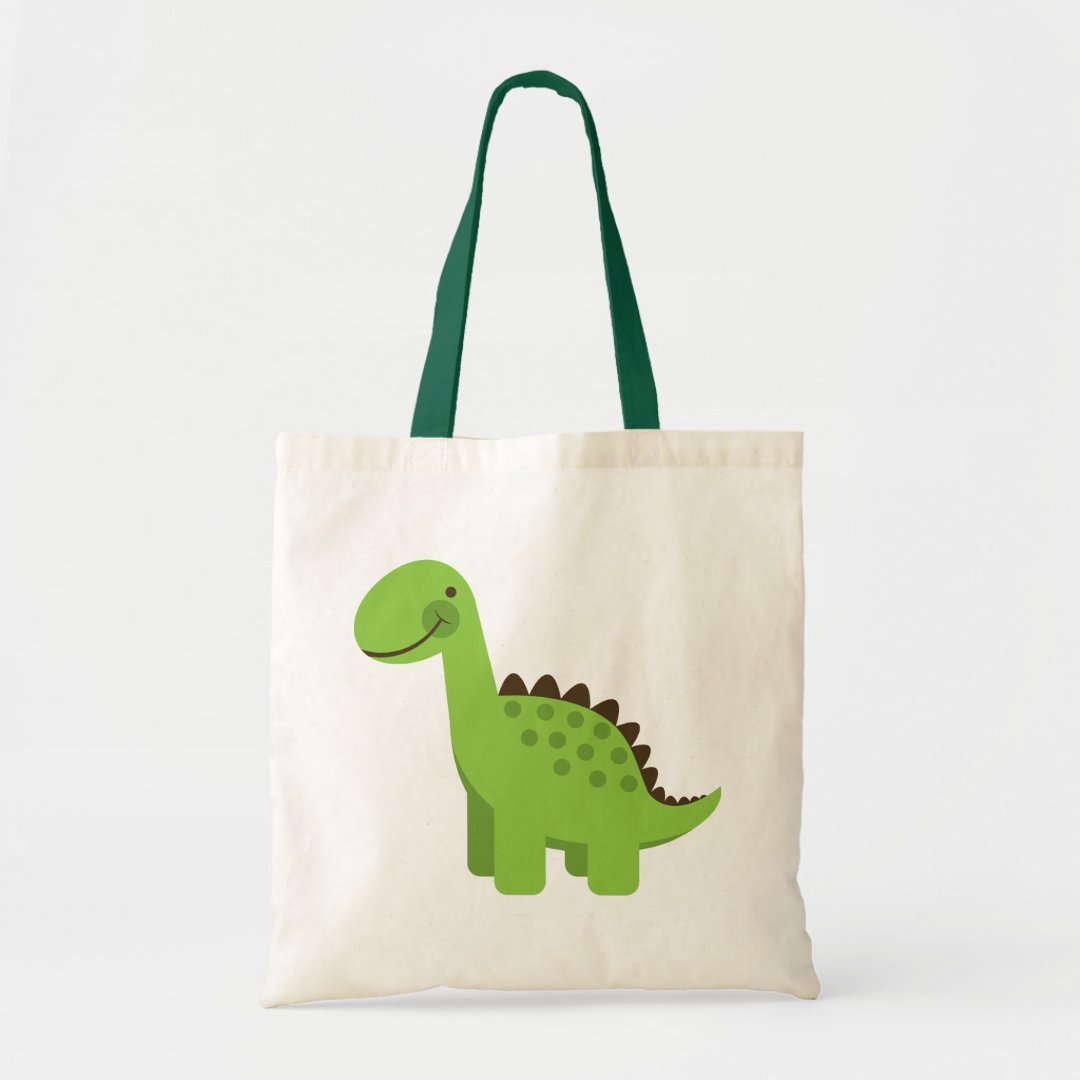 Cute Green Dinosaur Tote Bag | Zazzle