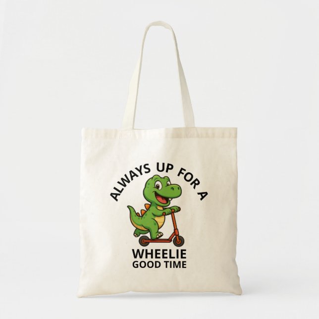 Cute Green Dinosaur Tote Bag (Front)