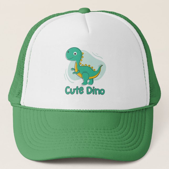 CUTE Green Dinosaur  Trucker Hat (Front)