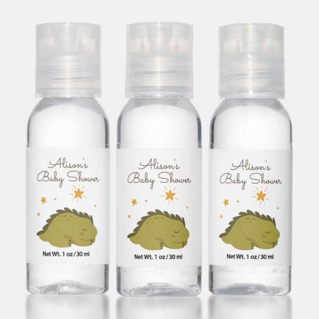 Cute Green Dinosaur with Stars Baby Shower Hand Sanitizer (Set)