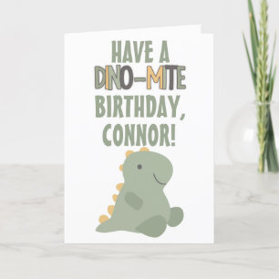Cute Green Dinosaur Young Child's Birthday Card