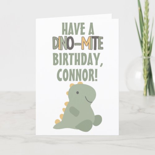 Cute Green Dinosaur Young Childs Birthday Card