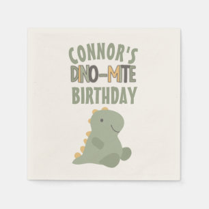 Cute Green Dinosaur Young Child's Birthday Party Napkins