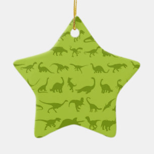 Cute Green Dinosaurs Patterns for Boys Ceramic Ornament