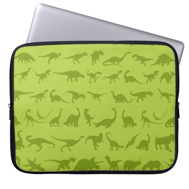 Cute Green Dinosaurs Patterns for Boys Laptop Sleeve (Front)