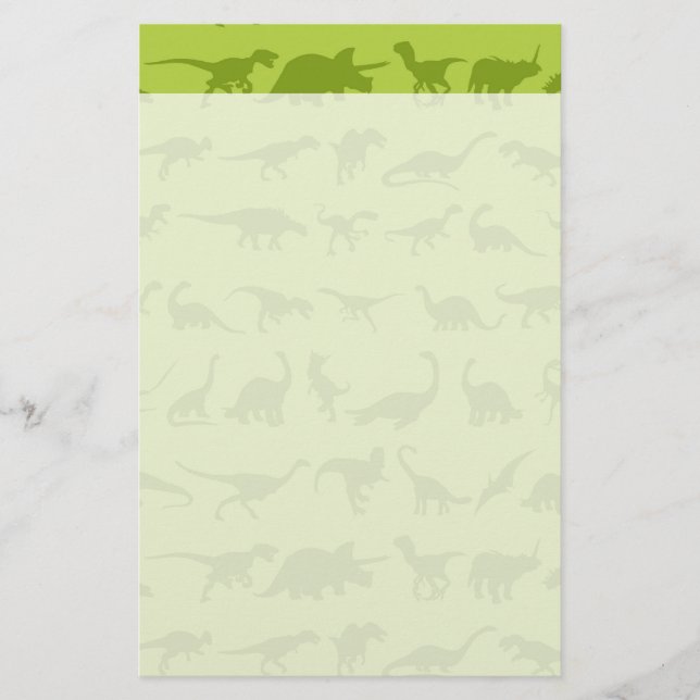 Cute Green Dinosaurs Patterns for Boys Stationery (Front)
