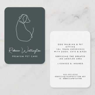 Cute Green Dog Line Drawing Pet Sitter Dog Walker