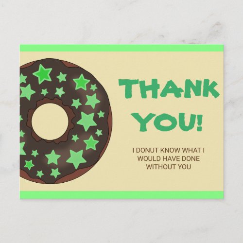 Cute Green Donut Thank You Postcard