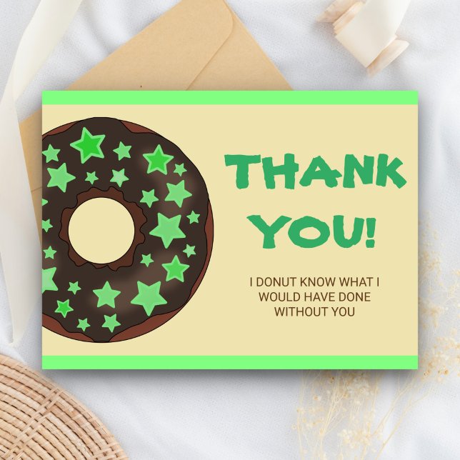 Cute Green Donut Thank You Postcard (Creator Uploaded)