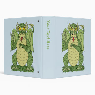 Cute Green Dragon 3 Ring Binder