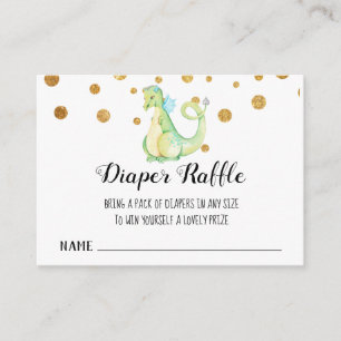 *~* Cute Green Dragon - Baby Shower Diaper Raffle Enclosure Card