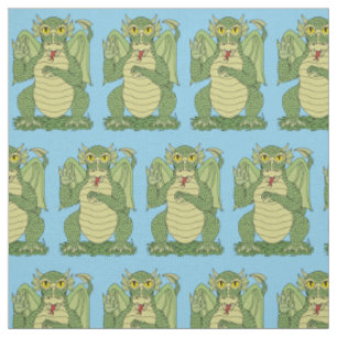Cute Green Dragon Fabric