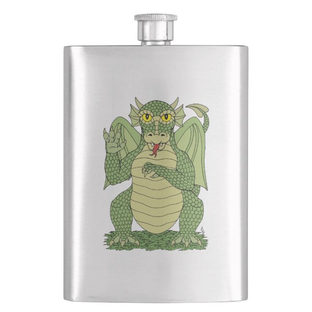 Cute Green Dragon Flask (Front)