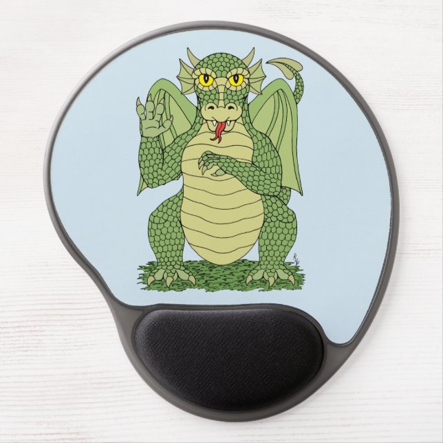 Cute Green Dragon Gel Mouse Pad (Front)