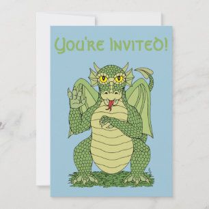 Cute Green Dragon Invitation