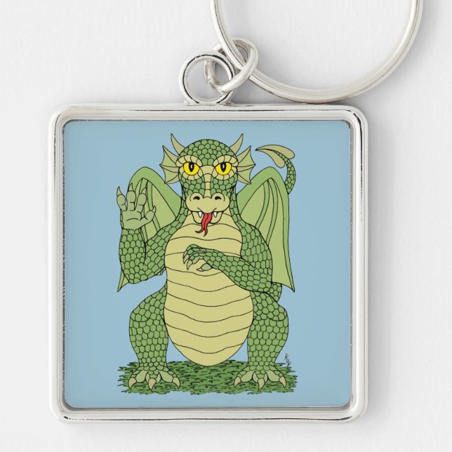 Cute Green Dragon Keychain (Front)