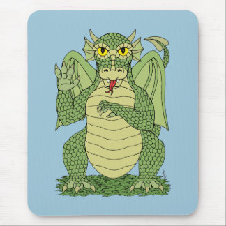 Cute Green Dragon Mouse Pad