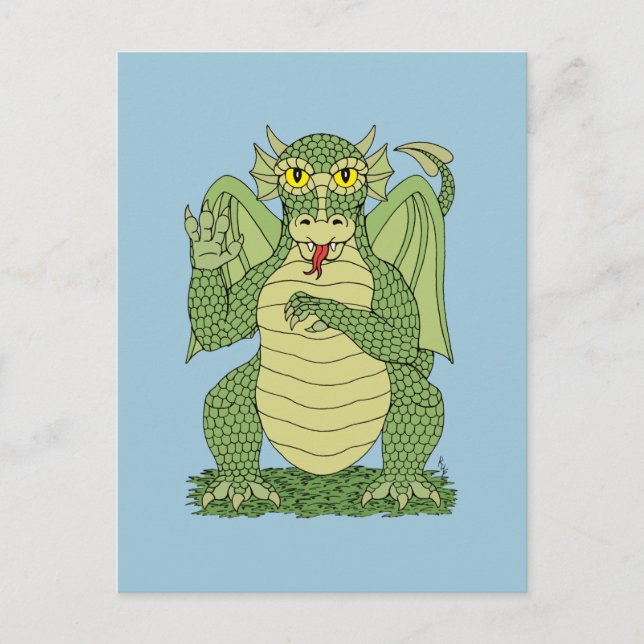 Cute Green Dragon Postcard (Front)
