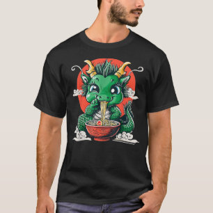 Cute Green Dragon Ramen Lunar New Year 2024 Anime T-Shirt