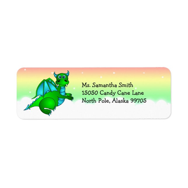Cute Green Dragon Return Address Label (Front)