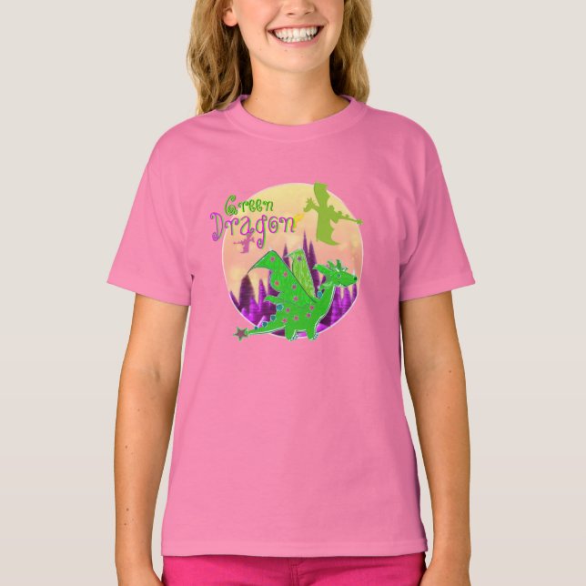 Cute Green Dragon T-Shirt (Front)