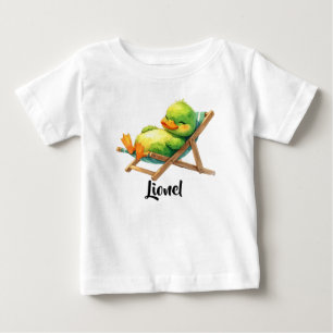 Cute green duck relaxing in a lounge chair baby T-Shirt