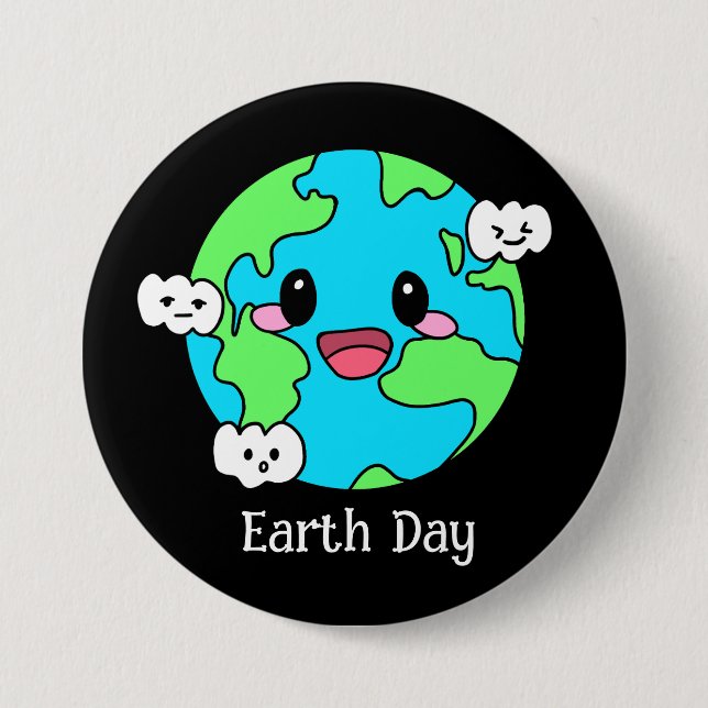 Cute Green Earth Day  Button (Front)