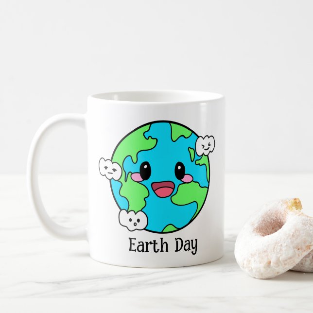 Cute Green Earth Day Coffee Mug (With Donut)