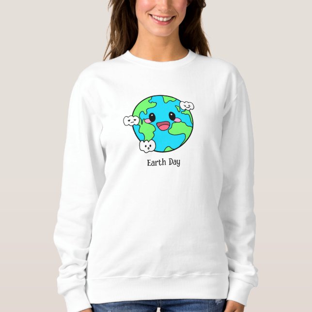 Cute Green Earth Day Coffee Sweatshirt (Front)