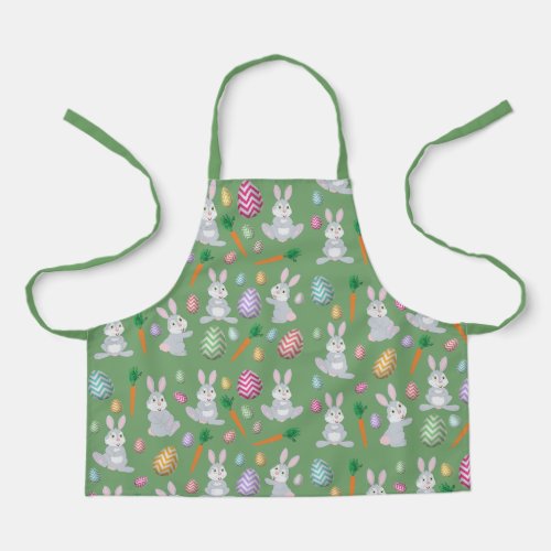 Cute Green Easter Bunny Rabbit Pattern  Apron