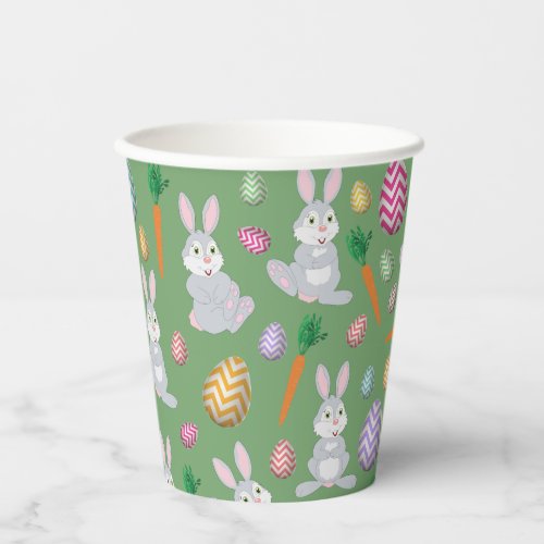 Cute Green Easter Bunny Rabbit Pattern Paper Cups