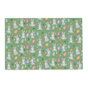 Cute Green Easter Bunny Rabbit Pattern Placemat