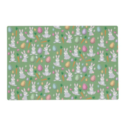 Cute Green Easter Bunny Rabbit Pattern Placemat