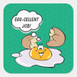 Cute Green Egg-cellent Job Food Pun Kids Reward Square Sticker