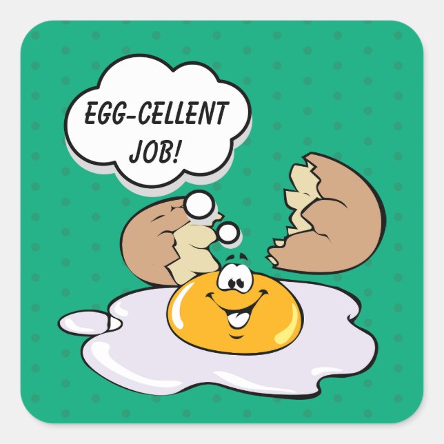 Cute Green Egg-cellent Job Food Pun Kids Reward Square Sticker (Front)
