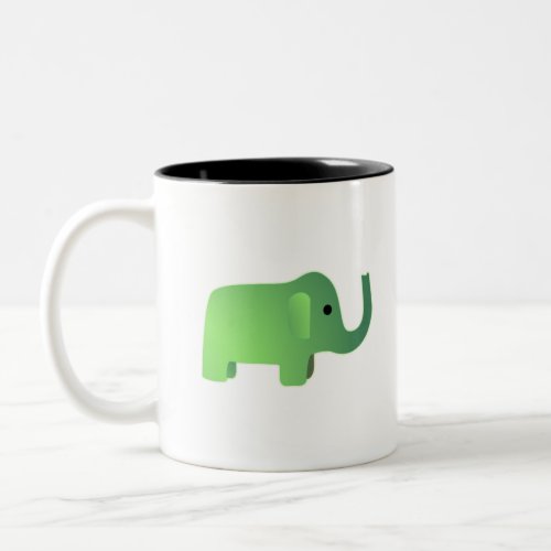 Cute Green Elephant Two_Tone Coffee Mug